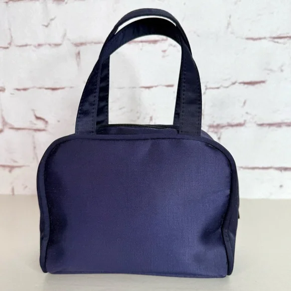 KATE SPADE NEW YORK Navy Nylon 7” Mini Satchel Tote Bag Y2K 90’s Purse Vintage - Picture 3 of 15
